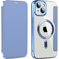 Flip case for iPhone 14, RFID Wallet MagSafe CamShield, blue