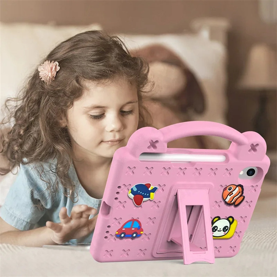 Children's case for iPad mini 8.3" 2021 (6 gen.) / iPad mini 8.3" 2024 (7 gen.), Cute Patterns, with stand, pink