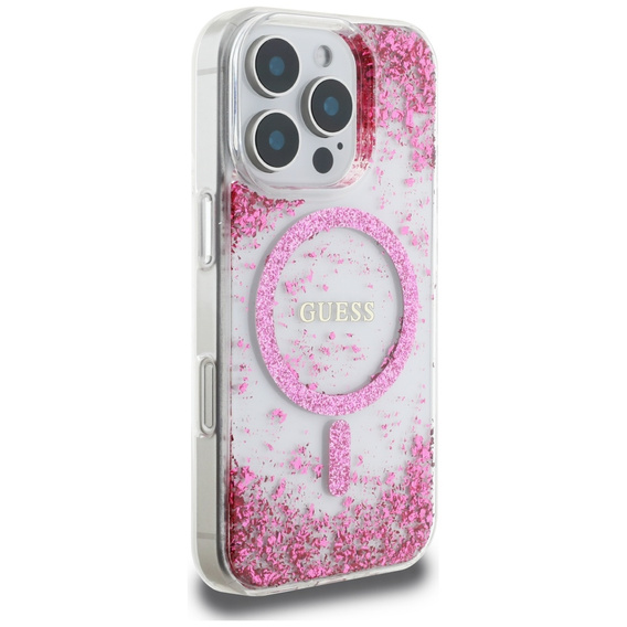 GUESS Resin Bottom Glitter MagSafe Case for iPhone 16 Pro Max