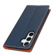 Flip case for Samsung Galaxy S25+ Plus, Litchi Skin Grain, dark blue