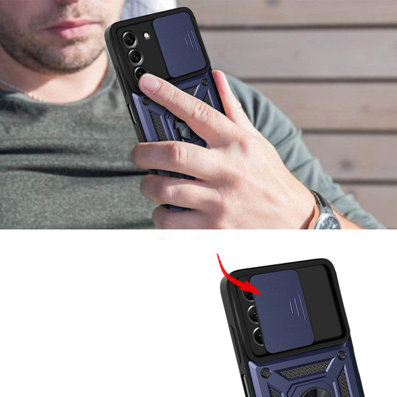 Case for Samsung Galaxy S21 FE, CamShield Slide, dark blue