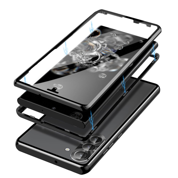 Case for Samsung Galaxy S23 Plus, Magnetic Dual Glass, black