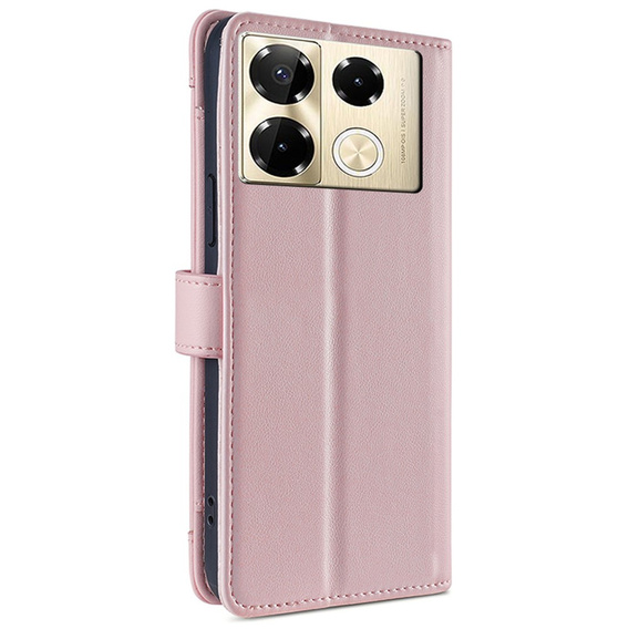 Flip case for Infinix Note 40 Pro, Wallet Zipper Pocket, pink