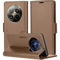 Case for Realme 12 Pro 5G / 12 Pro+ 5G, ERBORD Glossy Litchi, wallet with flap, brown