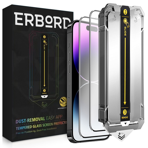 2x Tempered Glass for iPhone 15, ERBORD Easy App Full Screen Protector