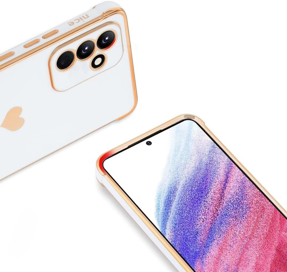 Case for Samsung Galaxy A25 5G, Electro heart, white + Full Glue Ceramic Glass