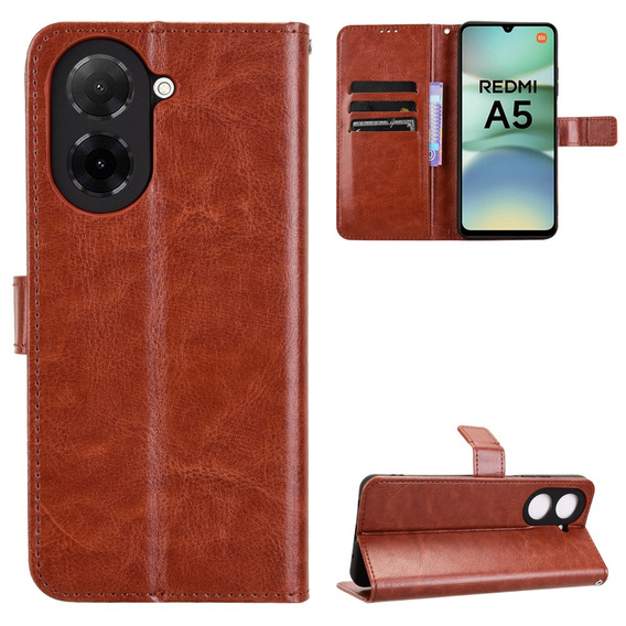 Flip case for Xiaomi Redmi A5, Crazy Horse Wallet, brown