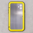 Love Mei Case for iPhone 12, armored with glass, yellow