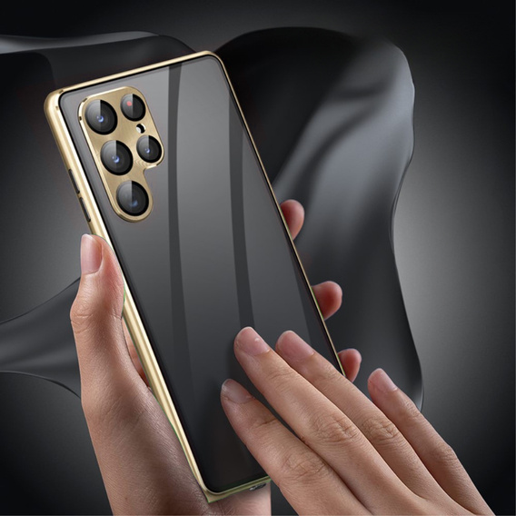 Case for Samsung Galaxy S22 Ultra, Magnetic Dual Glass, gold