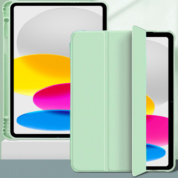 Case for iPad 10.9 2022 10 Gen, Smart Pencil, with space for stylus, green