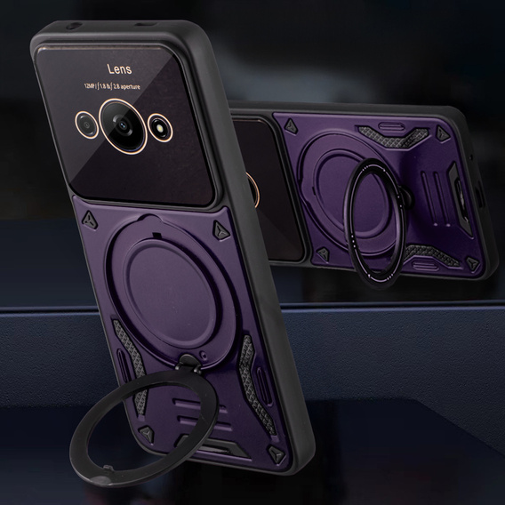 Armored Case for Xiaomi Redmi A3, Magnetic Ring, purple