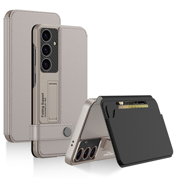 Flip case for Samsung Galaxy S25, GKK Card Slot Wallet, titanium grey