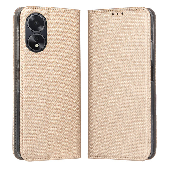 Case for Oppo A18 4G / A38 4G, Smart Magnet, gold + 9H glass