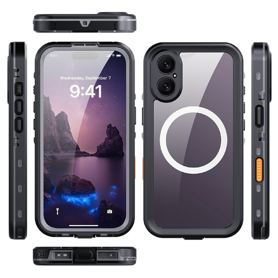 Case for iPhone 17, Waterproof IP68, SHELLBOX MagSafe, black