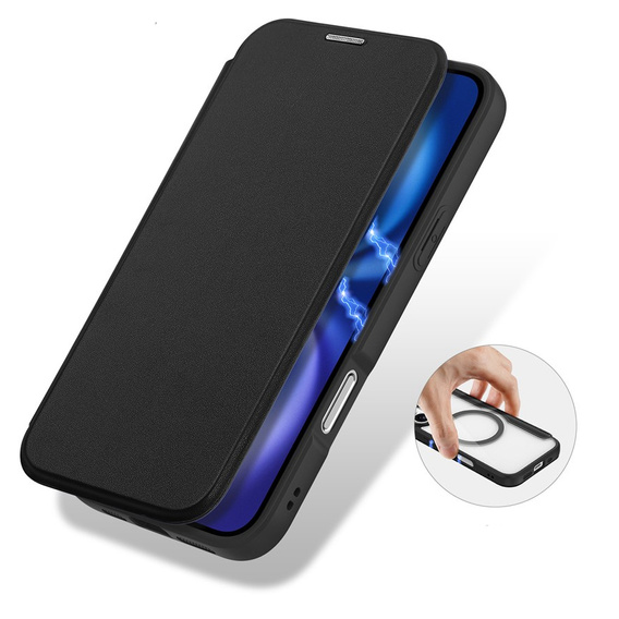 Dux Ducis case for iPhone 17, Skin X Pro, with flap, for MagSafe, black