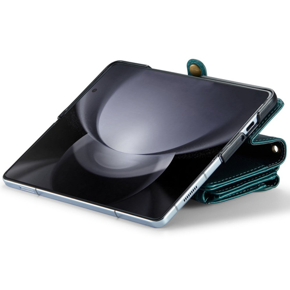 Case CASEME for Samsung Galaxy Z Fold6 5G, RFID Leather Wallet, with shoulder strap, green