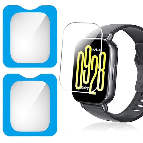 2x Tempered Glass with ERBORD mounting frame for Xiaomi Redmi Watch 5 Active