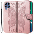 Flip case for Samsung Galaxy M33, Butterfly, pink rose gold
