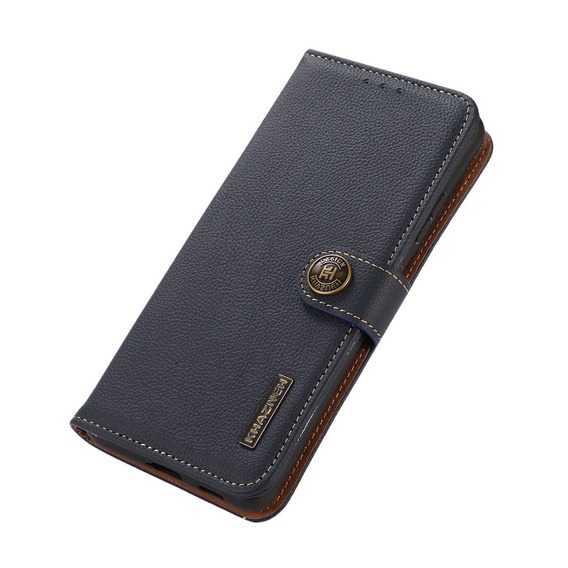 KHAZNEH RFID case for Samsung Galaxy A35 5G, Litchi Texture, blue