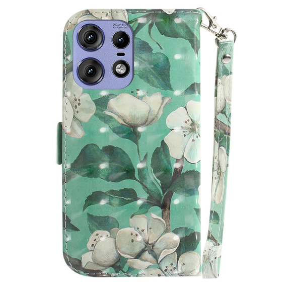 Flip case for Motorola Edge 50 Pro 5G, Wallet, Flowers white