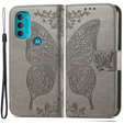 Flip case for Motorola Moto G71 5G, Butterfly, grey