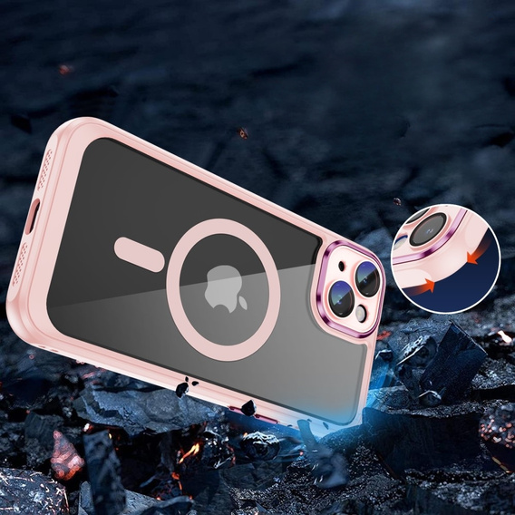 Case for iPhone 15 Plus, ERBORD Impact Guard, MagSafe, pink
