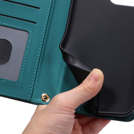 Flip case for Samsung Galaxy A55 5G, Rhombus Crossbody Leather, dark green