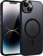 Case for iPhone 15, for MagSafe, ERBORD Matt Case, black + Screen Glass
