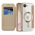 Flip case for iPhone 16E, RFID Wallet MagSafe CamShield, gold
