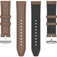 22mm Genuine Leather Coated Silicone Watch Band - Brown