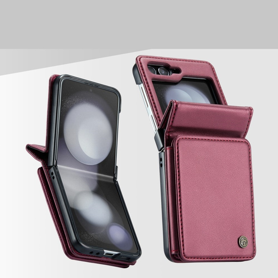 CASEME flip case for Samsung Galaxy Z Flip5 5G, Litchi Wallet, red