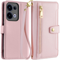 Flip case for Oppo Reno 13, Wallet Zipper Pocket, pink