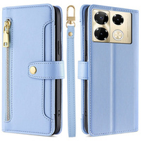 Flip case for Infinix Note 40 Pro, Wallet Zipper Pocket, blue