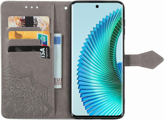 Flip case for Honor Magic 6 Lite 5G, Mandala, grey