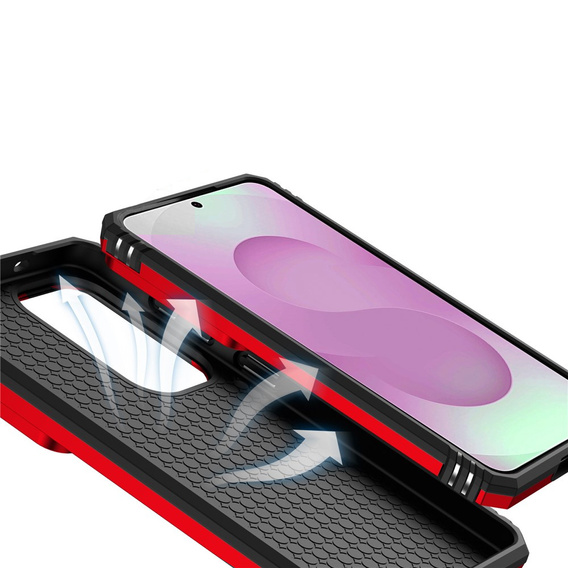 Armoured case with stand and lens cover for Samsung Galaxy S26 Plus, red