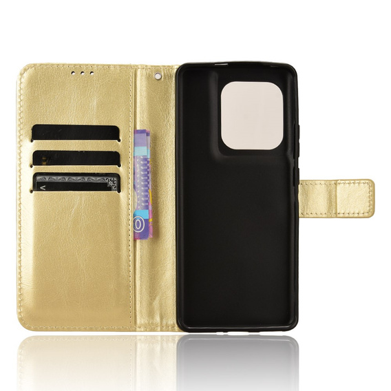 Flip case for Motorola Edge 50 Ultra, Crazy Horse Wallet, gold