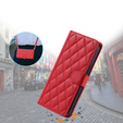 Flip case for iPhone 16 Pro Max, Rhombus Crossbody Leather, red