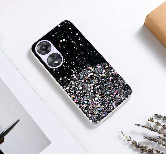 Case for Oppo A78 5G, Glittery, black