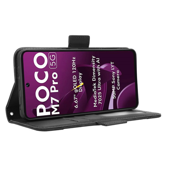 Flip case for Xiaomi Poco M7 Pro 5G, Card Slot, black