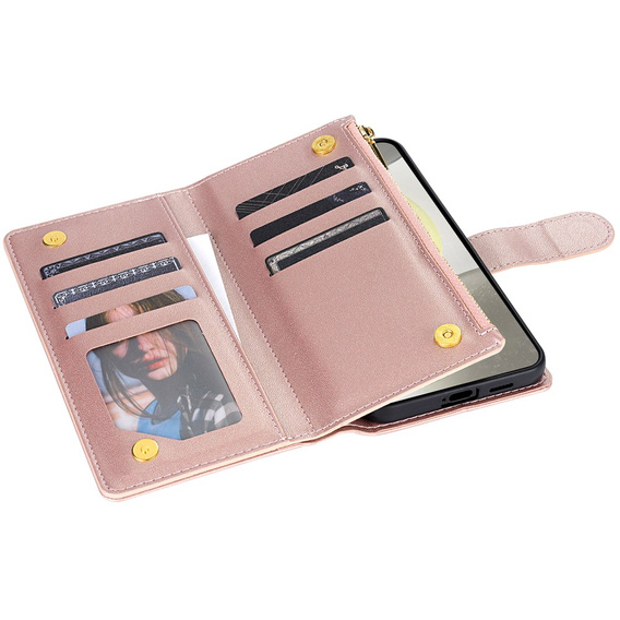 Flip case for Samsung Galaxy A56 5G, Rhombus Crossbody Leather, pink rose gold