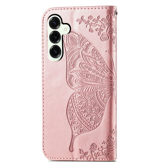 Flip case for Samsung Galaxy S25 FE, Butterfly, pink rose gold