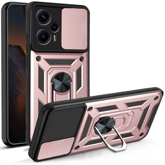 Case for Xiaomi Poco F5, CamShield Slide, pink rose gold