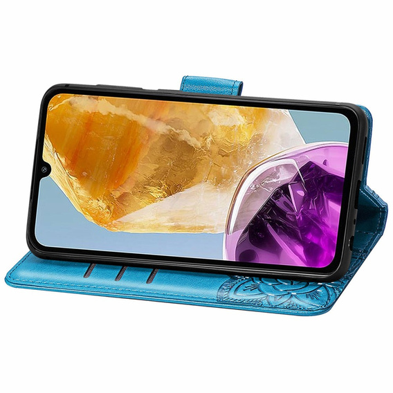 Flip case for Samsung Galaxy M15 5G, Butterfly, blue