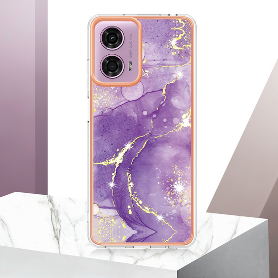 Protective Case for Motorola Moto G24 / G24 Power / G04, Marble Slim Case, dark purple