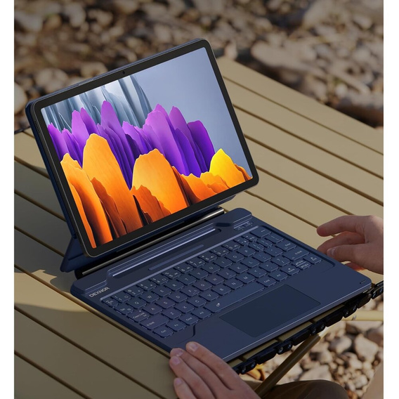 Keyboard case for Samsung Galaxy Tab S10 Lite / S10 FE / S9 FE / S9, Dexnor Magnetic Keyboard Touchpad, blue