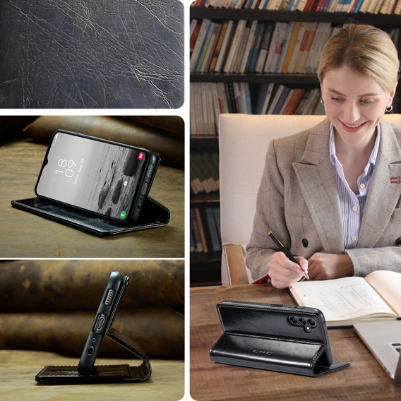 CASEME flip case for Samsung Galaxy A34 5G, Waxy Textublack, black