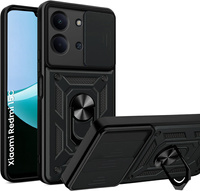 Armoured case for Xiaomi Redmi 15C 4G/LTE, with camera protection, with stand, black