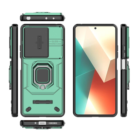 Case for Xiaomi Redmi Note 13 5G, KickStand Camera Lens, green