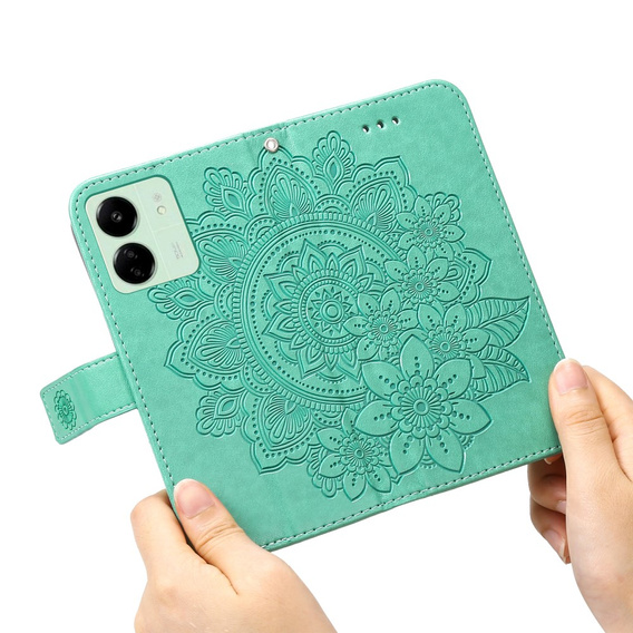 Flip case for Xiaomi Redmi 13C / Poco C65, Mandala Flower, green