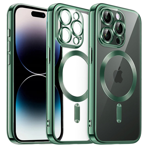 Case for iPhone 14 Pro Max, Electro MagSafe, green + Screen Glass
